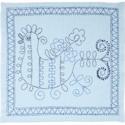 Rooster W/Blue Flower - Sashiko World Russia Stamped Embroidery Kit