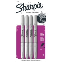 Sharpie Fine Point Silver Metallic Permanent Markers, 4/Pkg
