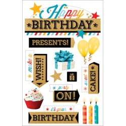 Happy Birthday 2 Paper House 3D Stickers