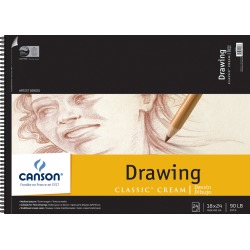 24 Sheets - Canson Classic Cream Spiral Drawing Paper Pad 18\