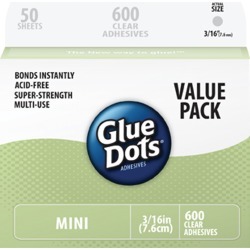 Glue Dots Mini Dot Sheets Value Pack-600 Clear Dots