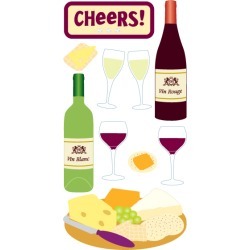 Wine & Cheese Lg 3D Stickers - Sandylion