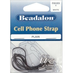 Black - Cell Phone Straps Plain 6/Pkg