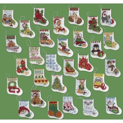 More Tiny Stockings Ornaments Counted Cross Stitch Kit-2-1/2"X3" 14 Count Set Of