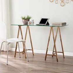 Needham Metal/Glass Sawhorse Desk