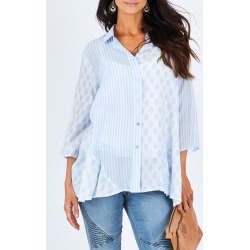 Spot Stripe Spliced Shirt