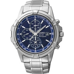 Seiko Watch, Men's Chronograph Solar Stainless Steel Bracelet 43mm SSC141