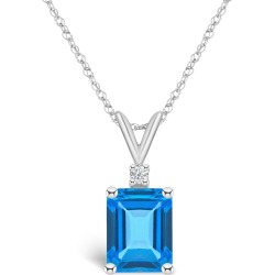 Macy's Blue Topaz and Diamond Accent Pendant Necklace (3 ct.t.w) 14K White Gold Plated or 14K Yellow Gold Plated found on Bargain Bro from Macy's for USD $239.40