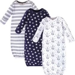 Hudson Baby Cotton Gowns, Rocket Ship, 3 Pack, 0-6 Months