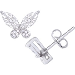Diamond 1/10 ct. t.w. Butterfly Miracle Plate Stud Earrings in Sterling Silver found on Bargain Bro from Macy's for USD $190.00