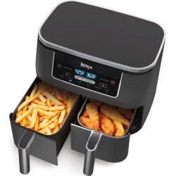 Ninja Foodi DZ201 6-in-1 8-qt. 2-Basket Air Fryer with DualZone Technology- Air Fry, Broil, Roast, Dehydrate, Reheat and Bake