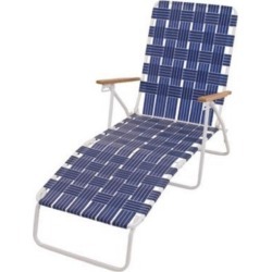 Rio Brands Web Chaise Lounge, High Back White Steel Frame & Blue Web