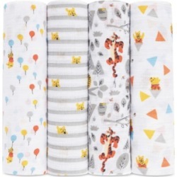 aden by aden + anais Baby Boys & Girls 4-Pack Winnie the Pooh Cotton Swaddle Blankets