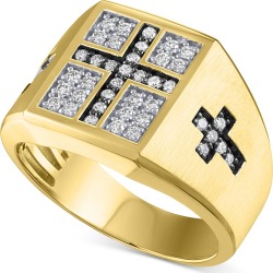 Men's Diamond Cross Cluster Ring (1/2 ct. t.w.) in 10k Gold found on Bargain Bro from Macy's Australia for USD $762.45