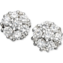 Diamond Flower Cluster Stud Earrings in 14k White Gold (1/2 ct. t.w.) found on Bargain Bro from Macy's for USD $357.73