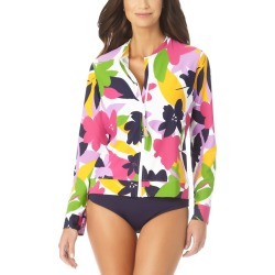 Anne Cole Floral-Print Zip-Up Rash Guard Women's Swimsuit found on MODAPINS