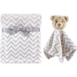 Hudson Baby Plush Blanket and Animal Security Blanket, 2-Piece Set, Gray Bear, One Size