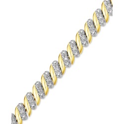 Diamond (1/4 ct. t.w.) Zig Zag Bracelet in 14k Gold-Plated Sterling Silver found on Bargain Bro from Macy's for USD $76.00