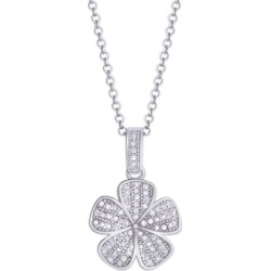 Diamond 1/4 ct. t.w. Flower Pendant Necklace in Sterling Silver found on Bargain Bro from Macy's for USD $304.00