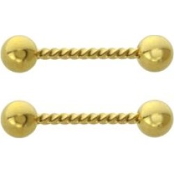 Goldtone Twist Nipple Barbells - 14 Gauge by Spencer's
