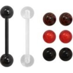 Multi-Pack Red and Black Barbells with Extra Balls - 14 Gauge by Spencer's