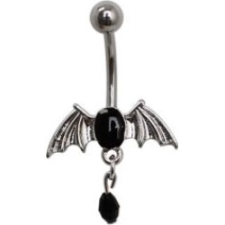 CZ Bat Dangle Belly Ring - 14 Gauge by Spencer's