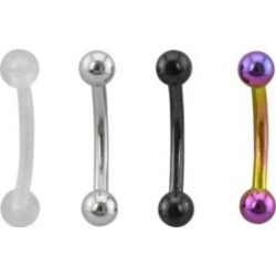 Multi-Color Curved Barbells 4 Pack- 16 Gauge - Lifetime Warranty - by Spencer's