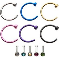 Multi-Pack Colored Hoop Nose Rings and CZ Bone Nose Rings 12 Pack - 20 by Spencer's