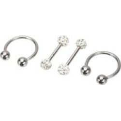 CZ Horseshoe Nipple Ring 2 Pair - 14 Gauge by Spencer's
