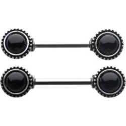 Round Black Nipple Barbells - 14 Gauge by Spencer's