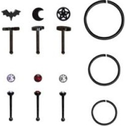 CZ Multi-Pack Stud & Hoop Nose Rings 20 Gauge - 9 Pack - Lifetime Warranty - by Spencer's