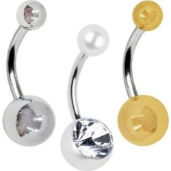 Multi-Pack CZ Belly Rings 3 Pack - 14 Gauge - Lifetime Warranty - by Spencer's