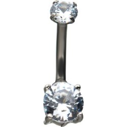 CZ Clear Gem Belly Ring - 14 Gauge by Spencer's