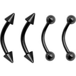Multi-Pack Black Curved Barbells 4 Pack - 16 Gauge - Lifetime Warranty - by Spencer's