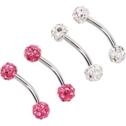 Multi-Pack CZ Curved Barbells 2 Pair - 16 Gauge - Lifetime Warranty - by Spencer's