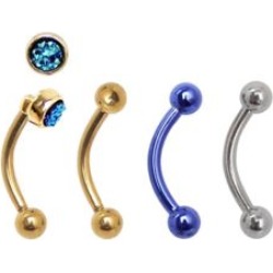 Multi-Pack Plated Druzy Curved Barbells 4 Pack - 16 Gauge by Spencer's