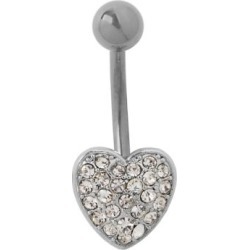 CZ Heart Titanium Belly Ring - 14 Gauge by Spencer's