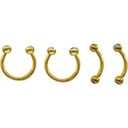 Multi-Pack Goldtone CZ Horseshoe Rings and Curved Barbells 4 Pack - 16 by Spencer's
