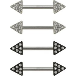 Multi-Pack CZ Triangle Nipple Barbells 2 Pair - 14 Gauge - Lifetime Warranty - by Spencer's