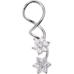 CZ Flower Twist Belly Ring - 14 Gauge by Spencer's