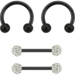 Multi-Pack CZ Nipple Barbells and Horseshoe Rings 2 Pair - 14 Gauge by Spencer's