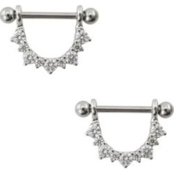Loop CZ Dangle Nipple Rings 1 Pair - 14 Gauge - Lifetime Warranty - by Spencer's