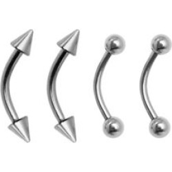 Multi-Pack Spiked Curved Barbells 4 Pack - 16 Gauge - Lifetime Warranty - by Spencer's