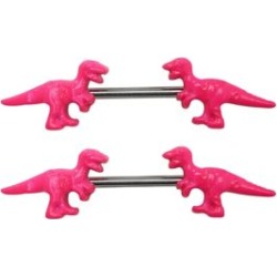 Glow In The Dark T. Rex Nipple Barbells - 14 Gauge by Spencer's