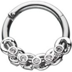CZ Chain Hinge Septum Ring - 16 Gauge by Spencer's