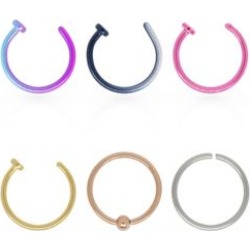 Multi-Pack Plated Hoop Nose Rings 6 Pack - 20 Gauge - Lifetime Warranty - by Spencer's