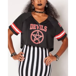 Devils Crop Top Jersey T Shirt ADULT MEDIUM - by Spencer's found on Bargain Bro from spencers gifts for USD $20.51