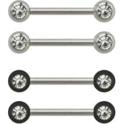 Multi-Pack CZ Nipple Barbells 2 Pair - 14 Gauge by Spencer's