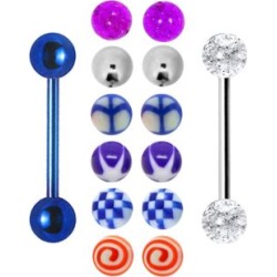 Multi-Pack Glitter Barbells with Extra Balls - 14 Gauge by Spencer's