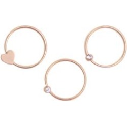 Rose Goldtone CZ Heart Hoop Nose Rings 3 Pack - 20 Gauge by Spencer's